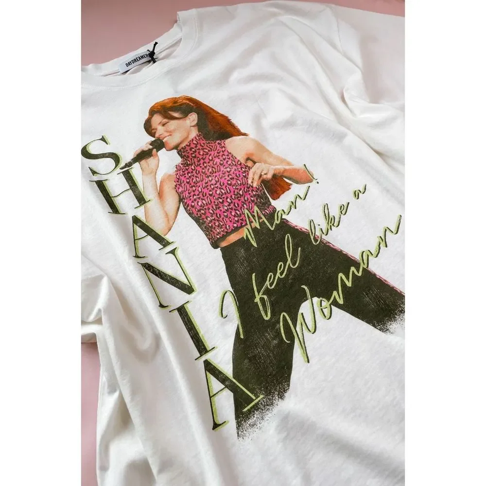 Daydreamer Graphic Tee | Shania I Feel Like A Woman Oversized Tee | Vintage Whi - Picture 3 of 4